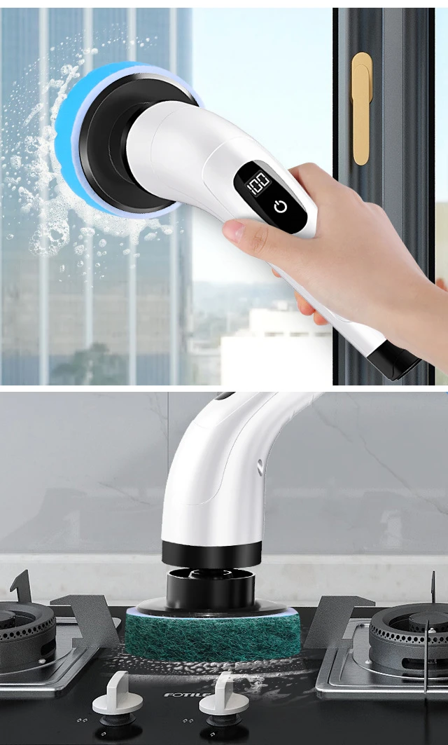 Depurador giratorio inalámbrico para el hogar, utensilios de cocina, cepillos para el cabello, escoba de baño, fregonas, cepillo de limpieza eléctrico multiusos Depurador giratorio inalámbrico para el hogar, utensilios de cocina, cepillos para el cabello, escoba de baño, fregonas, cepillo de limpieza eléctrico multiusos