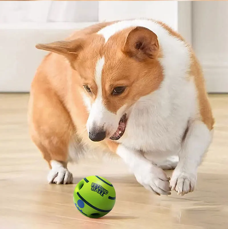 Juguete para perros Wobble Wag Giggle Ball Obtenga la atención del perro Juguete Divertidos sonidos Giggle cuando se enrolan o sacude las mascotas lo mejor como se ve en la televisión