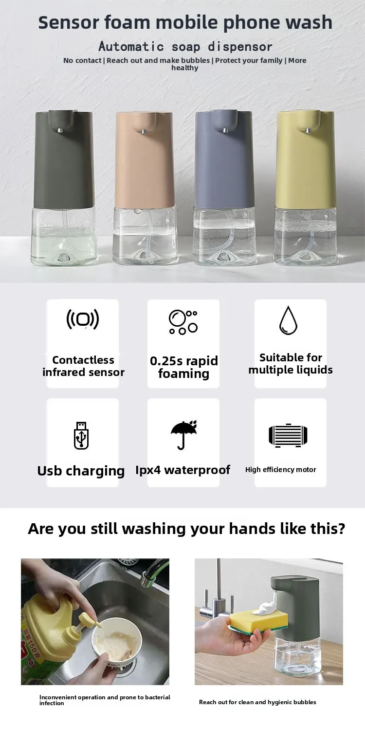 2025 nueva máquina desinfectante de manos de espuma con Sensor inteligente dispensador de jabón líquido con Sensor automático sin contacto de gran capacidad 2025 nueva máquina desinfectante de manos de espuma con Sensor inteligente dispensador de jabón líquido con Sensor automático sin contacto de gran capacidad