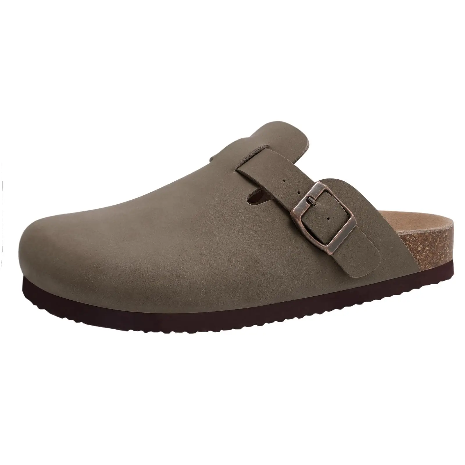 Comwarm Sandalias de cuero a la moda para hombre, sandalias deslizantes con colchón de corcho para verano, sandalias de playa, sandalias de marca Unisex con hebilla ajustable Comwarm Sandalias de cuero a la moda para hombre, sandalias deslizantes con colchón de corcho para verano, sandalias de playa, sandalias de marca Unisex con hebilla ajustable
