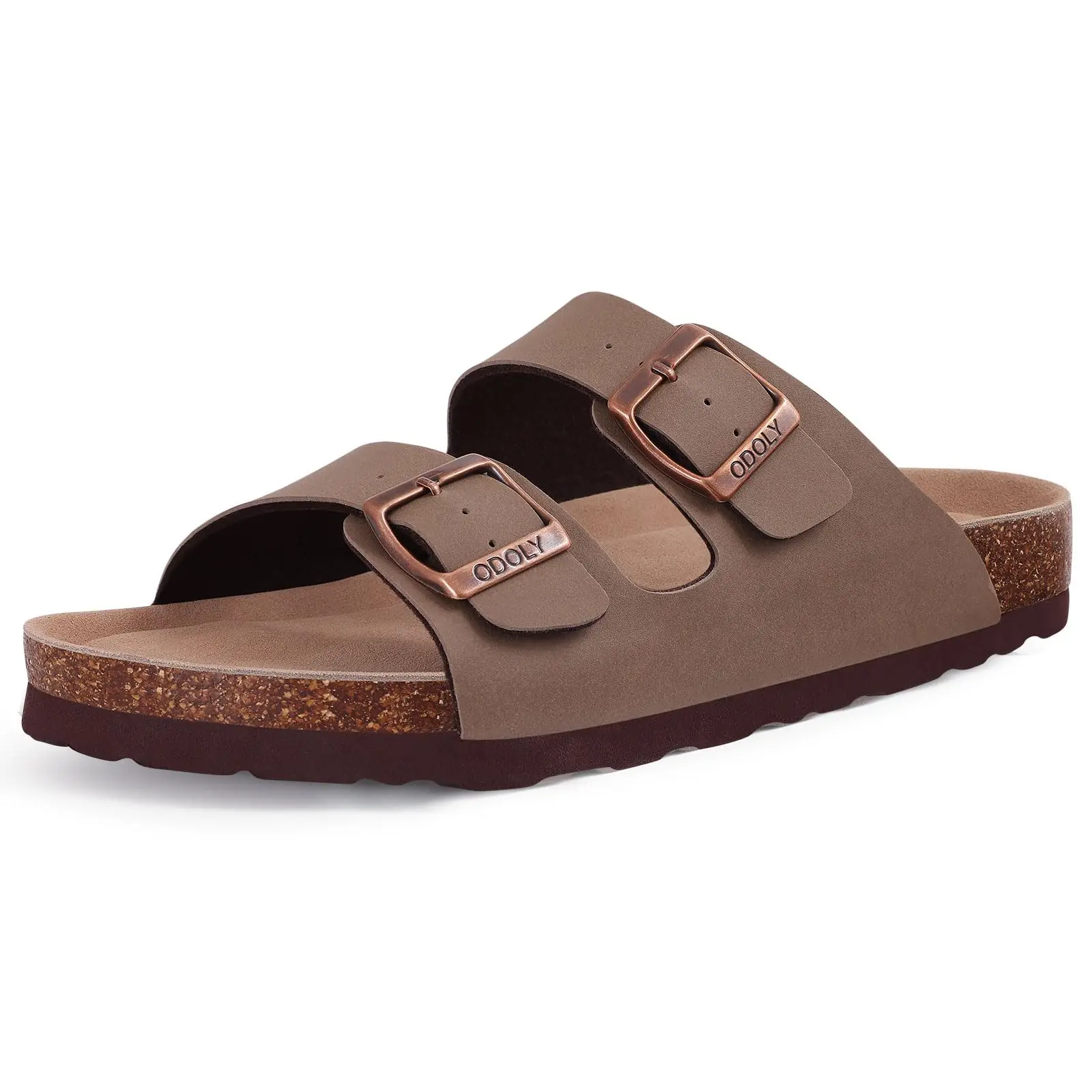 Comwarm Sandalias de cuero a la moda para hombre, sandalias deslizantes con colchón de corcho para verano, sandalias de playa, sandalias de marca Unisex con hebilla ajustable Comwarm Sandalias de cuero a la moda para hombre, sandalias deslizantes con colchón de corcho para verano, sandalias de playa, sandalias de marca Unisex con hebilla ajustable