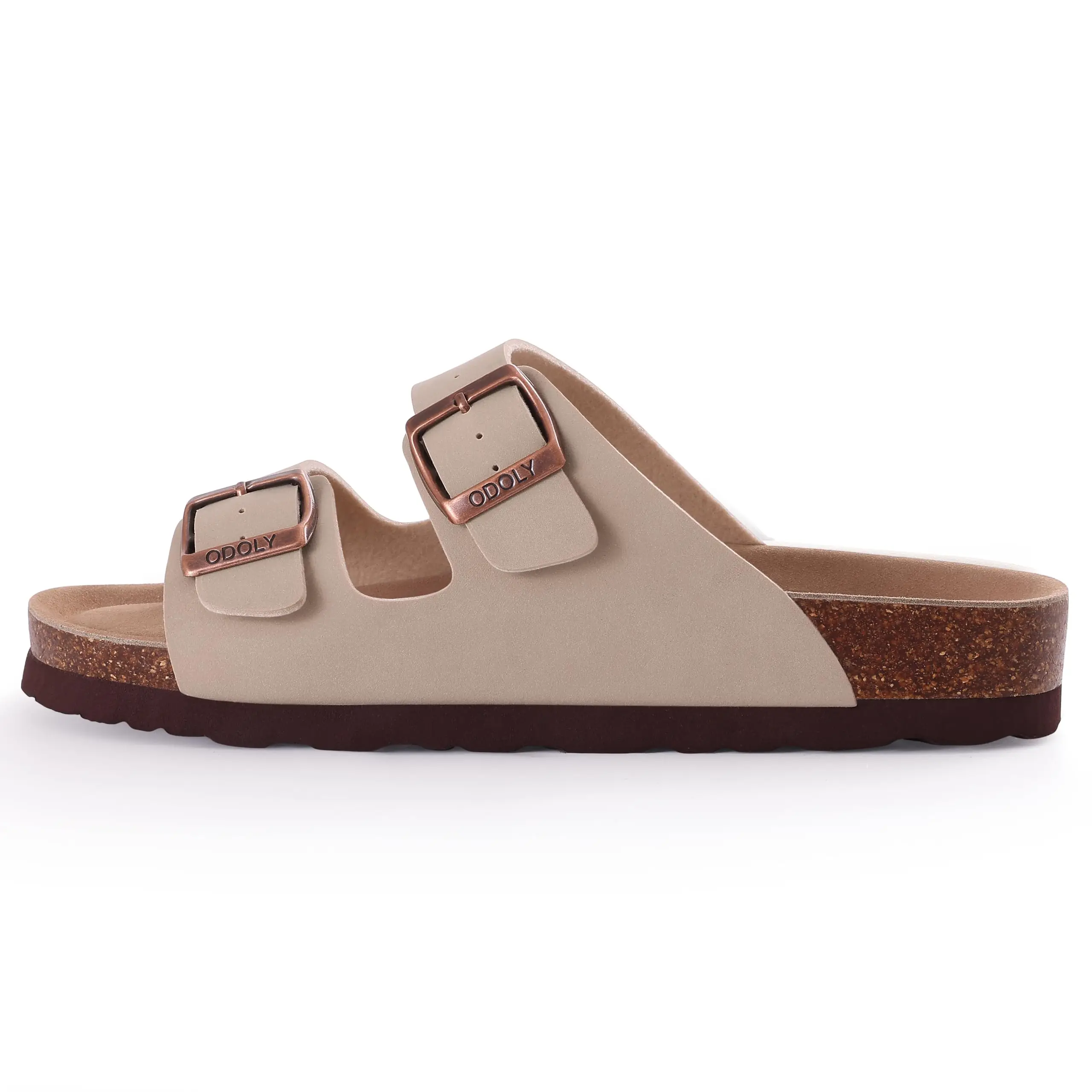 Comwarm Sandalias de cuero a la moda para hombre, sandalias deslizantes con colchón de corcho para verano, sandalias de playa, sandalias de marca Unisex con hebilla ajustable Comwarm Sandalias de cuero a la moda para hombre, sandalias deslizantes con colchón de corcho para verano, sandalias de playa, sandalias de marca Unisex con hebilla ajustable