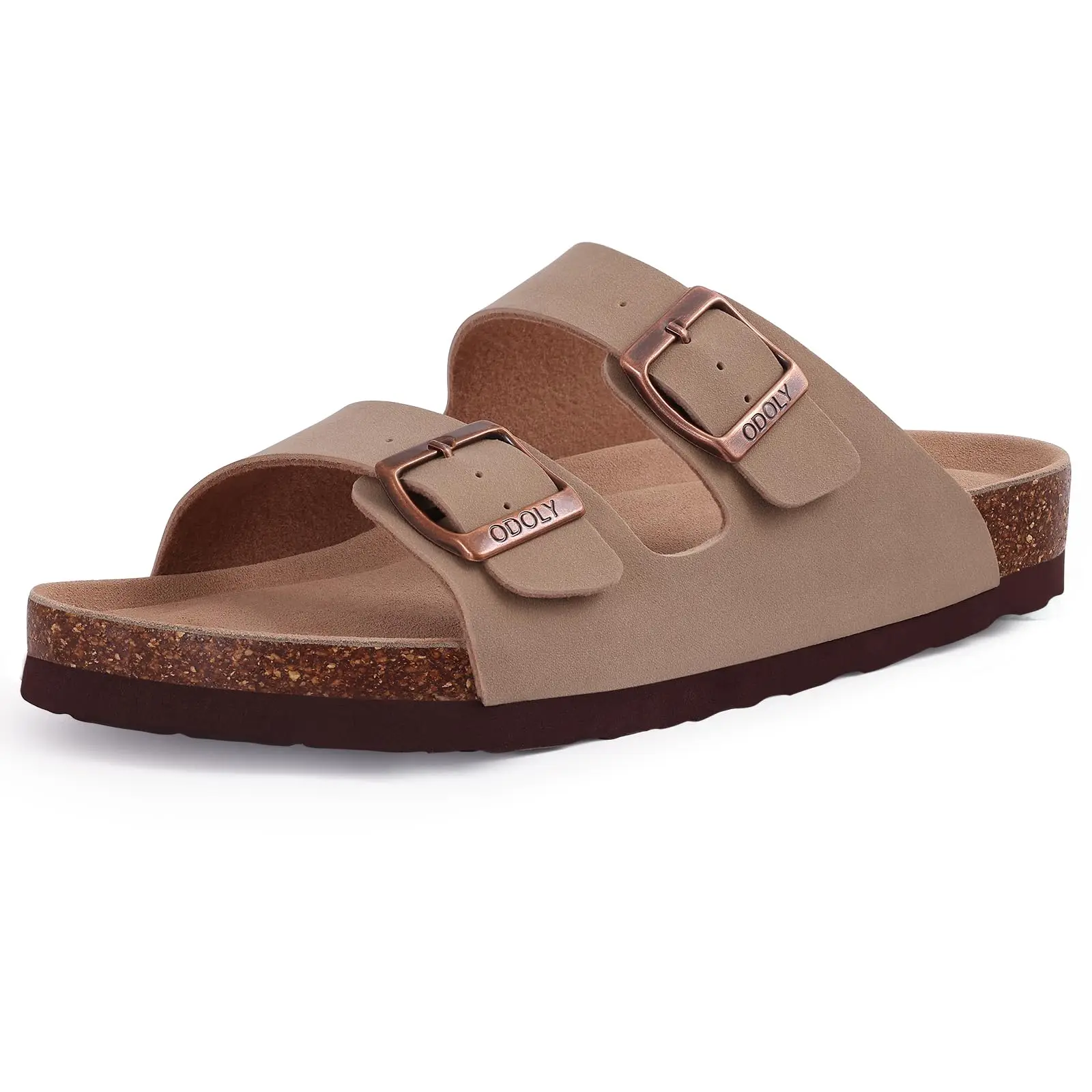 Comwarm Sandalias de cuero a la moda para hombre, sandalias deslizantes con colchón de corcho para verano, sandalias de playa, sandalias de marca Unisex con hebilla ajustable Comwarm Sandalias de cuero a la moda para hombre, sandalias deslizantes con colchón de corcho para verano, sandalias de playa, sandalias de marca Unisex con hebilla ajustable