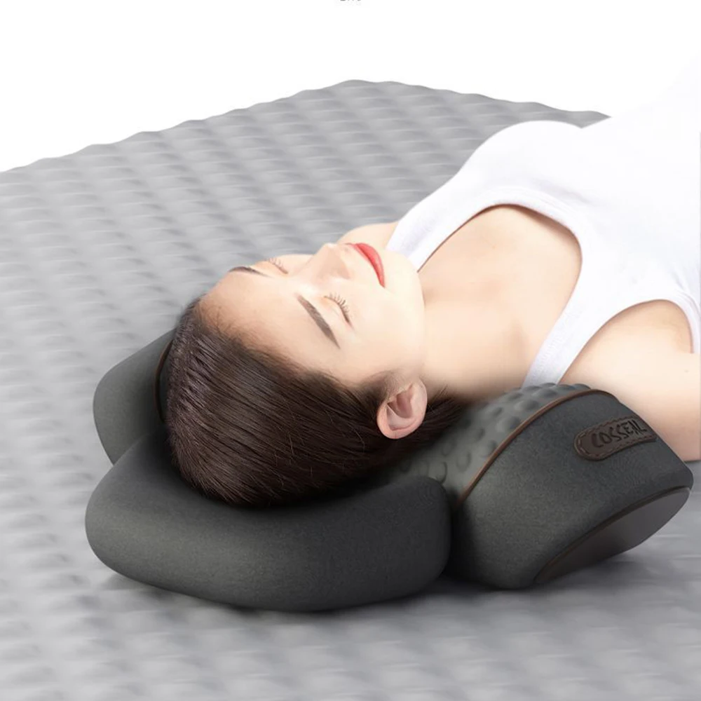 Masajeador de cuello eléctrico, almohada Cervical, compresa caliente, masaje de vibración, tracción del cuello, almohada relajante, soporte de columna vertebral, almohada masajeadora