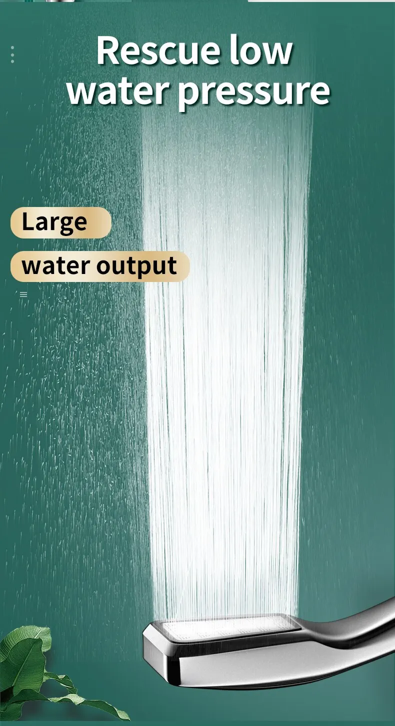Accesorios de baño cabezal de ducha de alta presión gran salida de agua adaptación Universal boquilla de ducha de mano presurizada agua