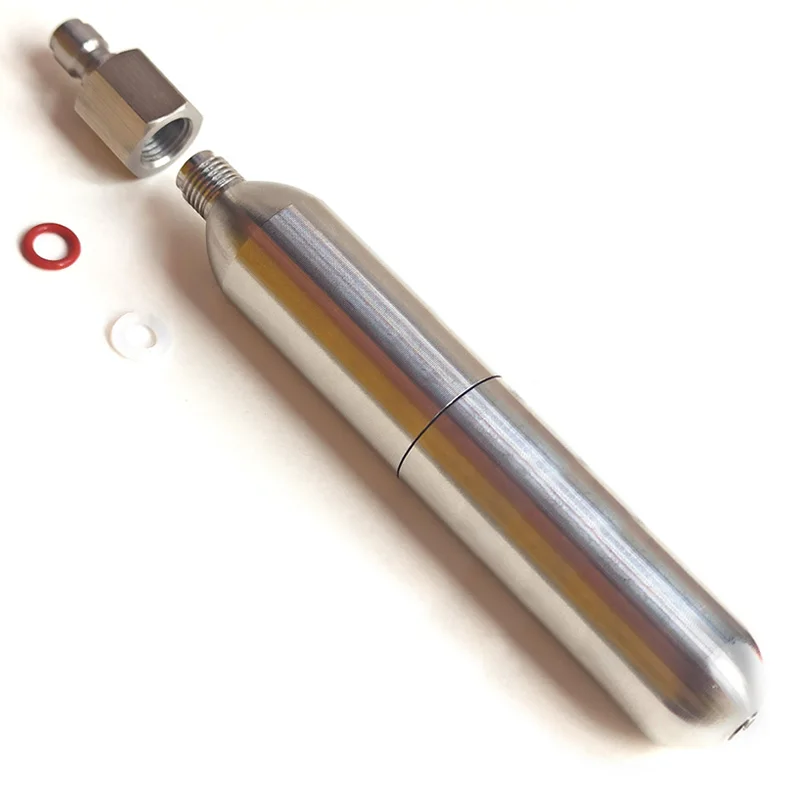 Cartucho de Co2 de acero inoxidable 304, 45g, cilindro recargable para accesorios de cocina, Bar, barril de cerveza, chaleco salvavidas de café, Airbag