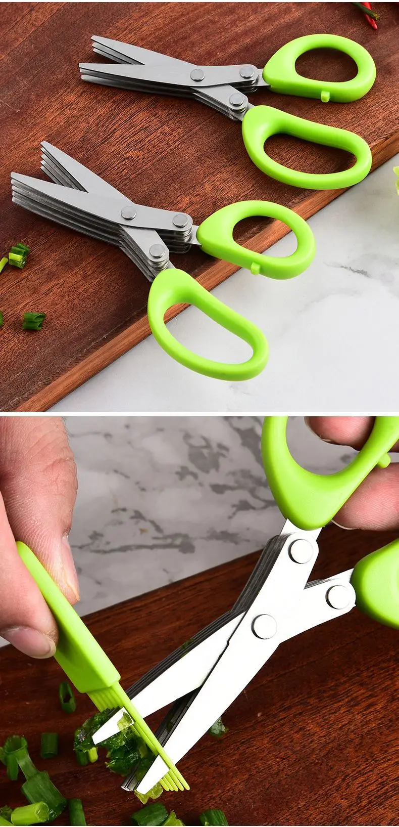 Tijeras de cocina multifuncionales de 3/5 capas de acero inoxidable para pimienta cebollino Laver corte herramientas de cocina
