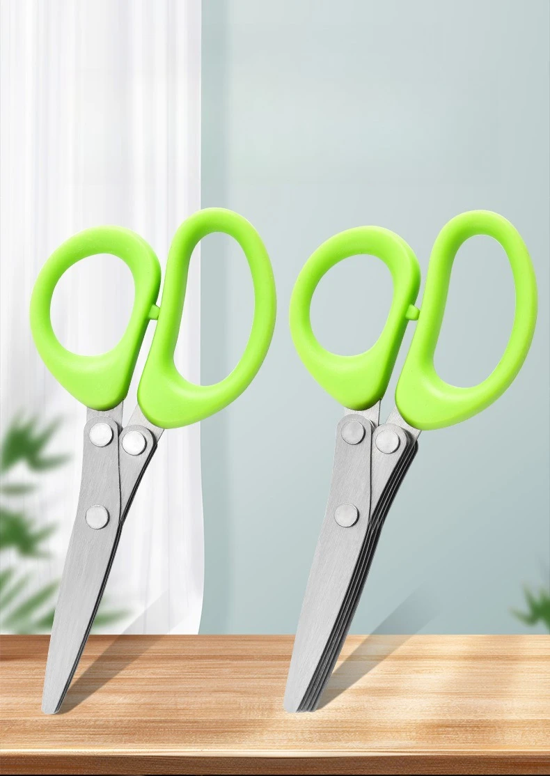 Tijeras de cocina multifuncionales de 3/5 capas de acero inoxidable para pimienta cebollino Laver corte herramientas de cocina