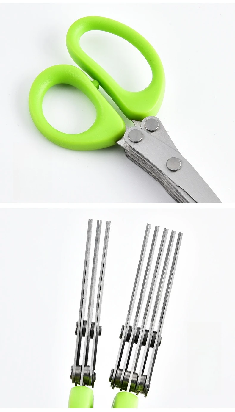 Tijeras de cocina multifuncionales de 3/5 capas de acero inoxidable para pimienta cebollino Laver corte herramientas de cocina