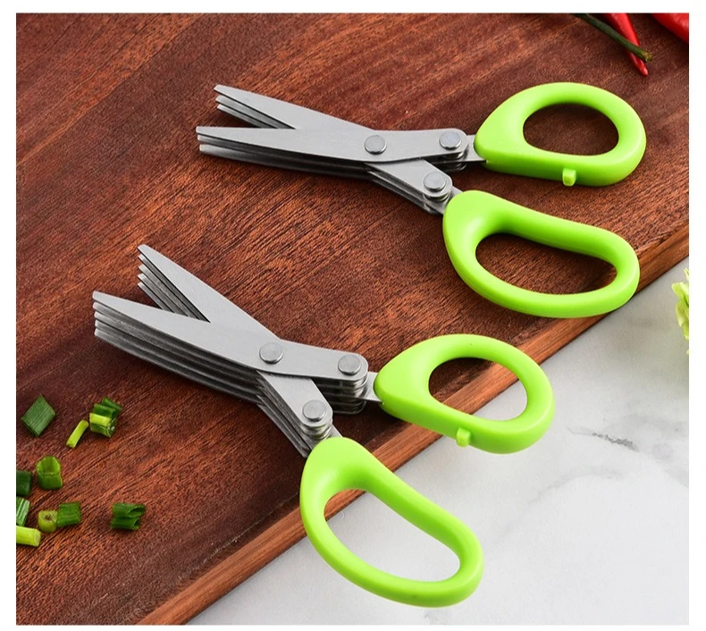 Tijeras de cocina multifuncionales de 3/5 capas de acero inoxidable para pimienta cebollino Laver corte herramientas de cocina