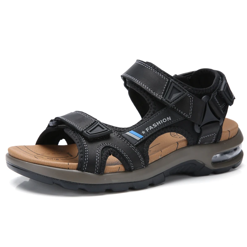Sandalias de moda para hombre, chanclas de playa suaves de verano, cómodas sandalias de cuero genuino, sandalias romanas para hombre al aire libre, talla 46 Sandalias de moda para hombre, chanclas de playa suaves de verano, cómodas sandalias de cuero genuino, sandalias romanas para hombre al aire libre, talla 46