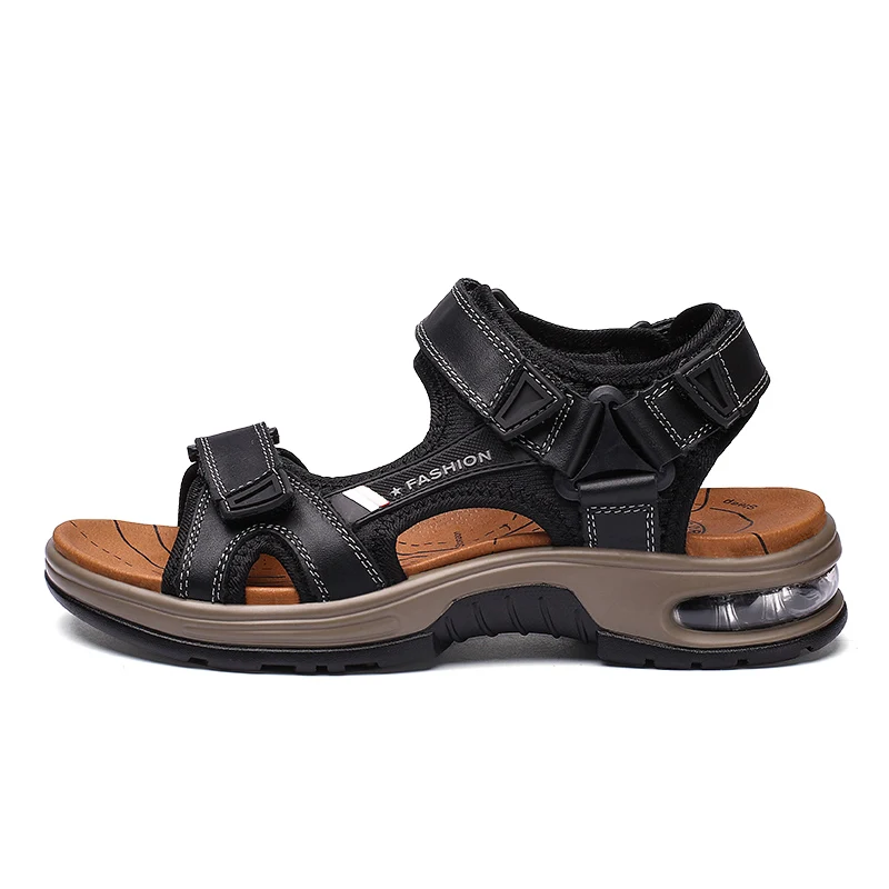 Men handmade leather air cushioned sandals flat sandals fashion men's suitable for beach vacation summer brown non-slip sandals Men handmade leather air cushioned sandals flat sandals fashion men's suitable for beach vacation summer brown non-slip sandals