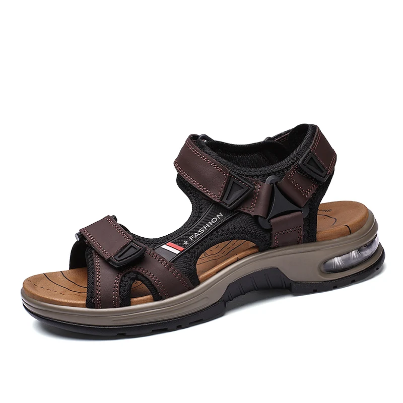 Men handmade leather air cushioned sandals flat sandals fashion men's suitable for beach vacation summer brown non-slip sandals Men handmade leather air cushioned sandals flat sandals fashion men's suitable for beach vacation summer brown non-slip sandals