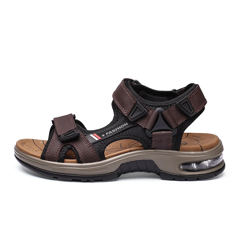 Men handmade leather air cushioned sandals flat sandals fashion men's suitable for beach vacation summer brown non-slip sandals Men handmade leather air cushioned sandals flat sandals fashion men's suitable for beach vacation summer brown non-slip sandals