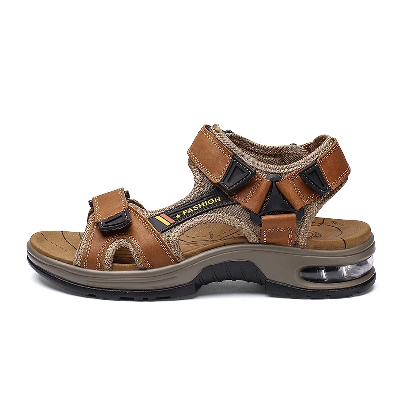 Men handmade leather air cushioned sandals flat sandals fashion men's suitable for beach vacation summer brown non-slip sandals Men handmade leather air cushioned sandals flat sandals fashion men's suitable for beach vacation summer brown non-slip sandals