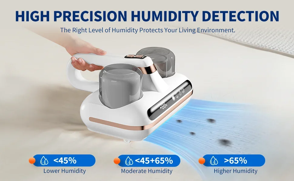 Mattress Bed Vacuum Cleaner Cordless Portable Handheld 16Kpa Powerful Suction UV-C Light & Ultrasonic for Sheet Sofa Cleaning