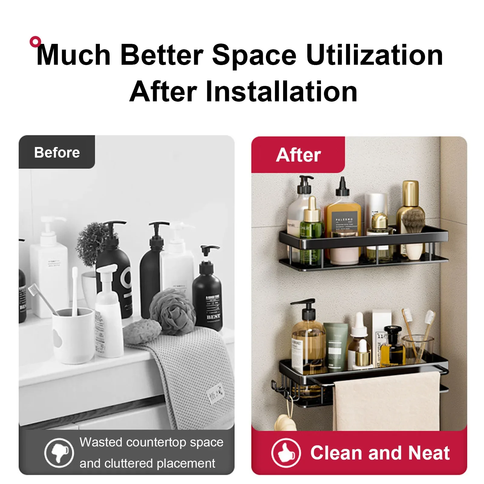 Bathroom Shelf No Drill Wall Mounted Shampoo Bottle Shower Corner Rack Toilet Storage Rack Aluminum Bathroom Kitchen Accessories Bathroom Shelf No Drill Wall Mounted Shampoo Bottle Shower Corner Rack Toilet Storage Rack Aluminum Bathroom Kitchen Accessories