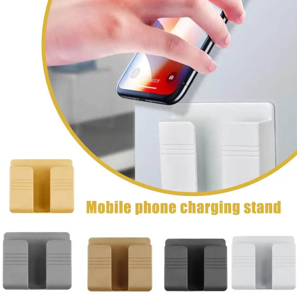 Wall Mounted Mobile Phone Charging Stand Adhesive Wall Shelf Phone TV Remote Control Organizer Kitchen Bathroom Storage Rack