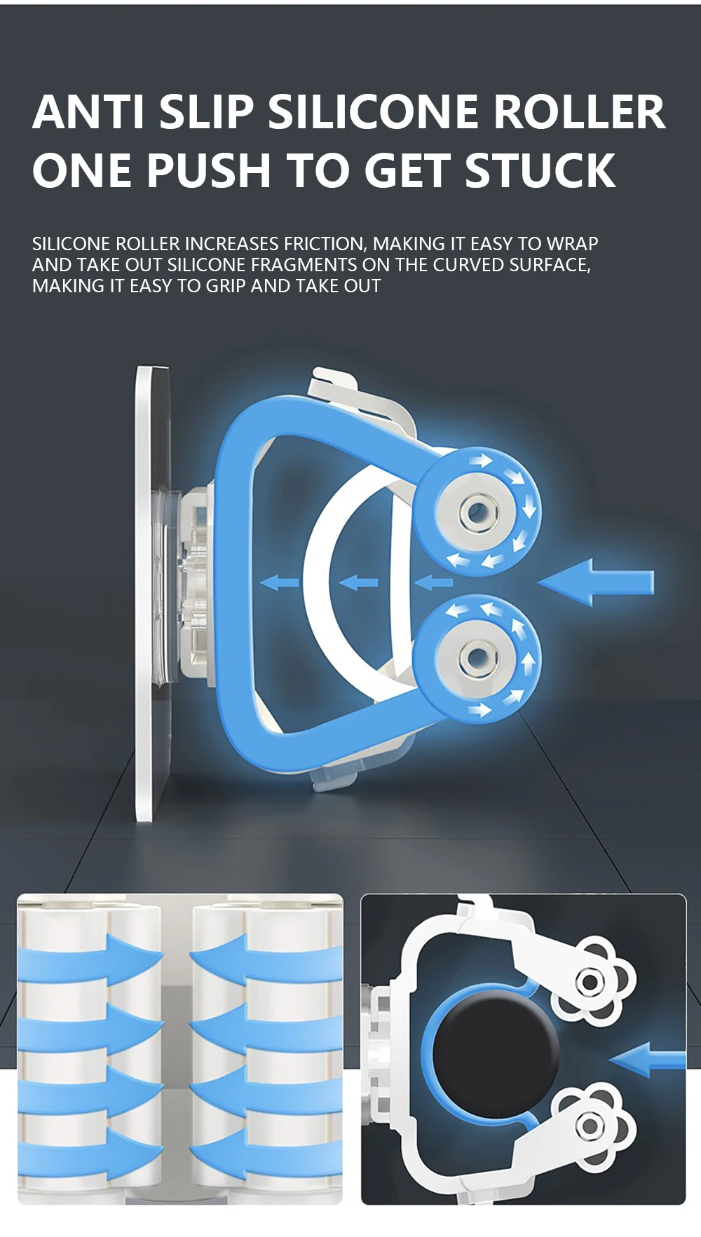 Mop Holder Storage Rack Bathroom Suction Hanging Pipe Traceless Mop Clip Broom Hanger Wall-Mounted Waterproof Mop Rack White