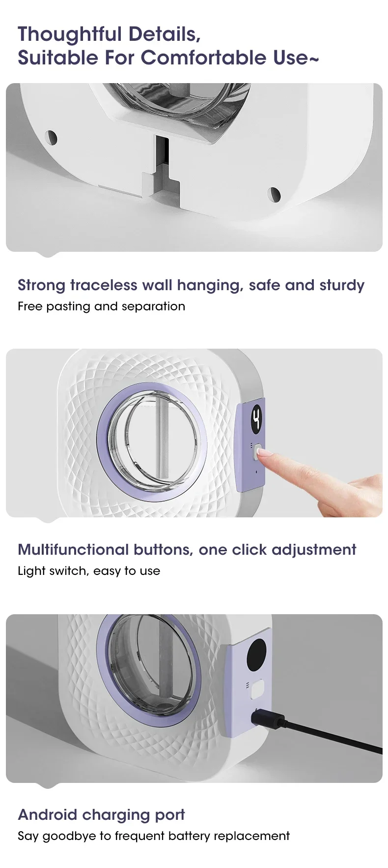 Wall-Mounted Desktop 4 Modes Fragrance Diffuser Aromatherapy Machine 150ML USB Smart Air Purifier Display Home Deodorization