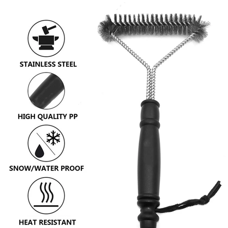 New Kitchen Accessories BBQ Grill Brush and Scraper Barbecue Kit Cleaning Brush Stainless Steel Tools Wire Bristles Triangle