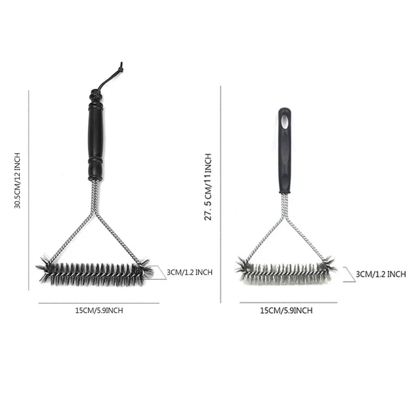 New Kitchen Accessories BBQ Grill Brush and Scraper Barbecue Kit Cleaning Brush Stainless Steel Tools Wire Bristles Triangle