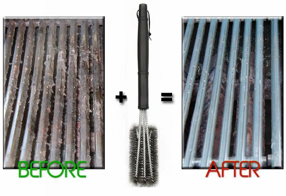 New Kitchen Accessories BBQ Grill Brush and Scraper Barbecue Kit Cleaning Brush Stainless Steel Tools Wire Bristles Triangle