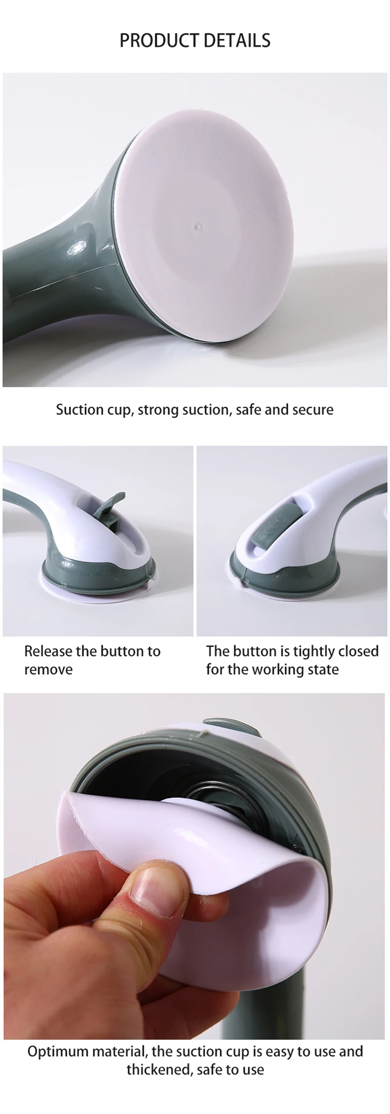 New Bathroom Non-perforated Non-slip Large Suction Cup Armrest Free Punching Seamless Glass Sliding Door Suction Cup Handle