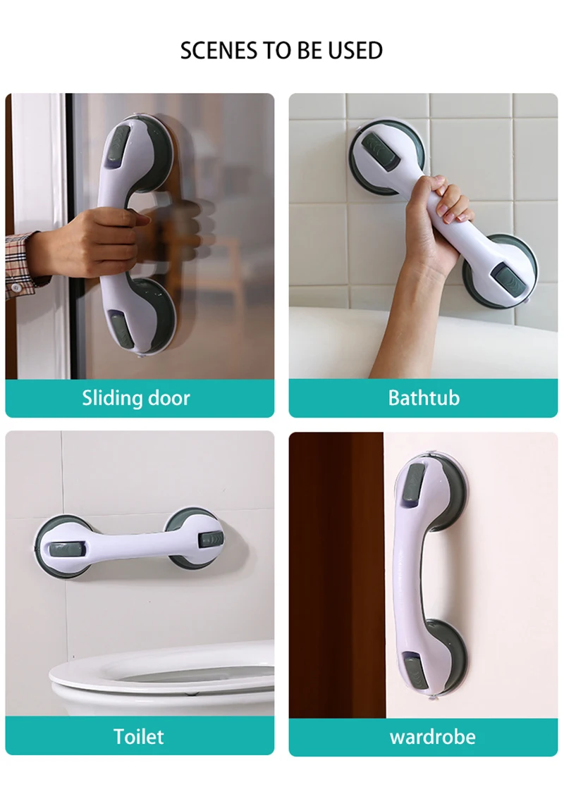 New Bathroom Non-perforated Non-slip Large Suction Cup Armrest Free Punching Seamless Glass Sliding Door Suction Cup Handle