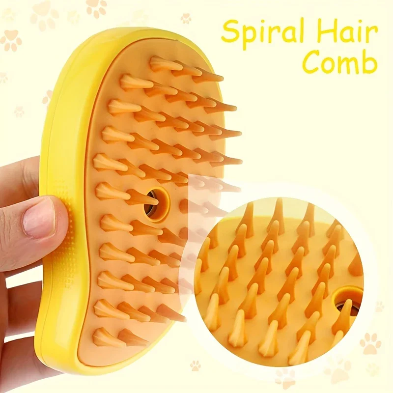 Steam Brush for A Dog Cat Pet Massage Brush 3 in 1 One Button Steam Spray Folding Rotatable Floating Hair Bath Hair Removal Comb