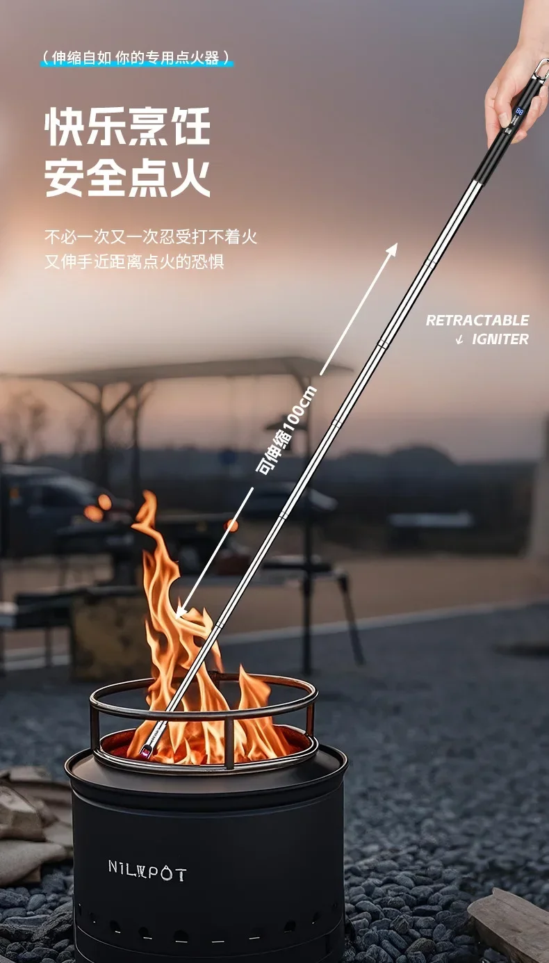 100cm Ultra-Long Telescopic Arc Pulse Lighter Safe Eco-Friendly Rechargeable Igniter BBQ Kitchen Windproof Electric Lighters