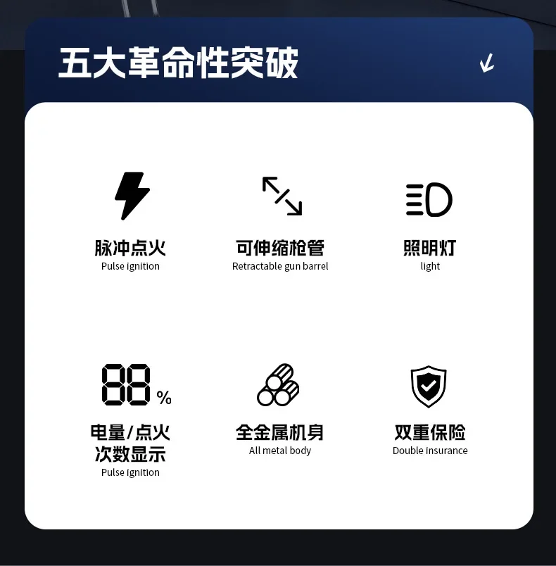 100cm Ultra-Long Telescopic Arc Pulse Lighter Safe Eco-Friendly Rechargeable Igniter BBQ Kitchen Windproof Electric Lighters