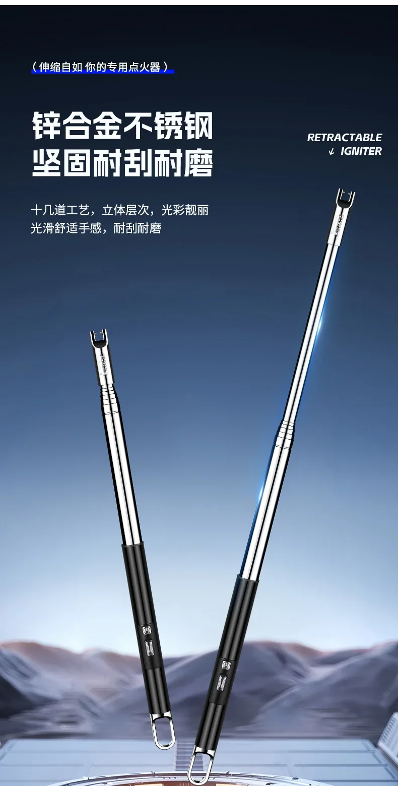 100cm Ultra-Long Telescopic Arc Pulse Lighter Safe Eco-Friendly Rechargeable Igniter BBQ Kitchen Windproof Electric Lighters