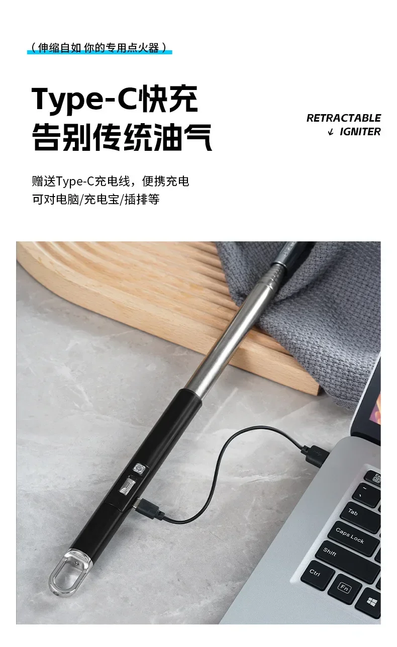 100cm Ultra-Long Telescopic Arc Pulse Lighter Safe Eco-Friendly Rechargeable Igniter BBQ Kitchen Windproof Electric Lighters