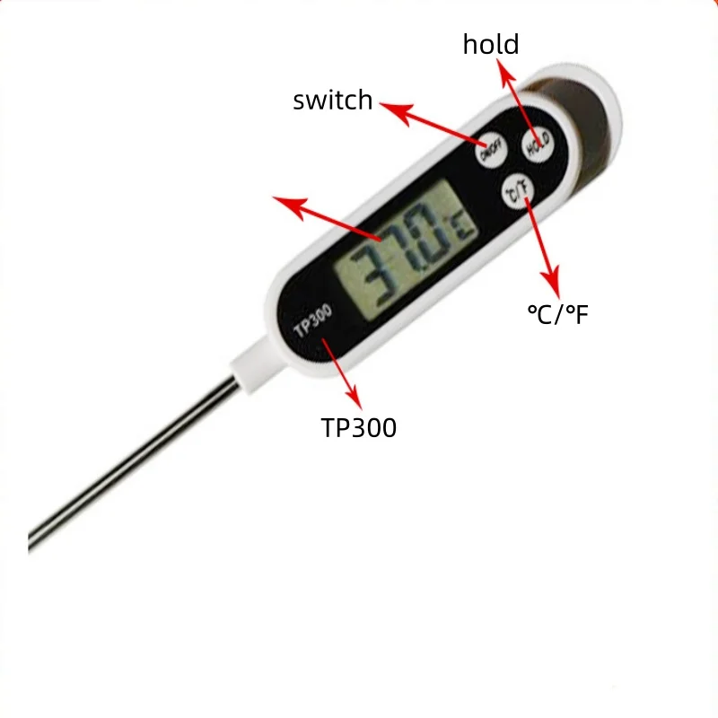 Stainless steel probe cooking food, barbecue stove, water, milk, oil, liquid meat, digital kitchen thermometer kitchen tools