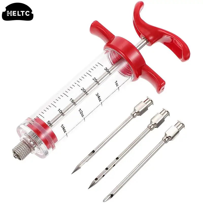 1set Spice Syringe Marinade Injector Flavor Syringe Cooking Meat Poultry Turkey Chicken Kitchen Utensils Accessories  BBQ Tool