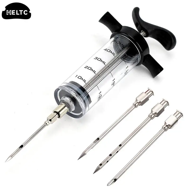 1set Spice Syringe Marinade Injector Flavor Syringe Cooking Meat Poultry Turkey Chicken Kitchen Utensils Accessories  BBQ Tool