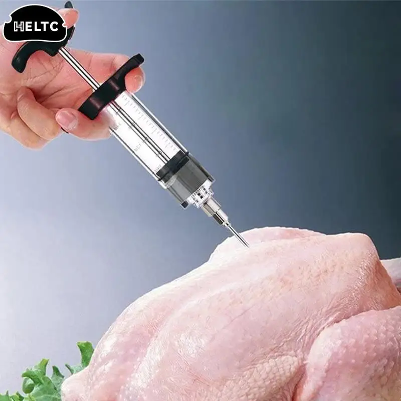 1set Spice Syringe Marinade Injector Flavor Syringe Cooking Meat Poultry Turkey Chicken Kitchen Utensils Accessories  BBQ Tool