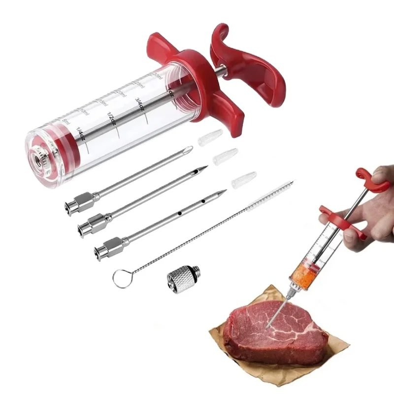 Stainless Steel Spice Syringe Set Meat Turkey Chicken Flavor Injector Kitchen Sauce Marinade Injection Home Kitchen Accessories Stainless Steel Spice Syringe Set Meat Turkey Chicken Flavor Injector Kitchen Sauce Marinade Injection Home Kitchen Accessories