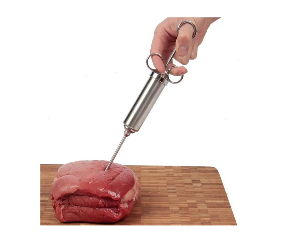 Grill 2-oz Marinade Seasoning Injector Turkey Meat Injectors Stainless Steel Cooking Syringe Injection With 2-5 Needles