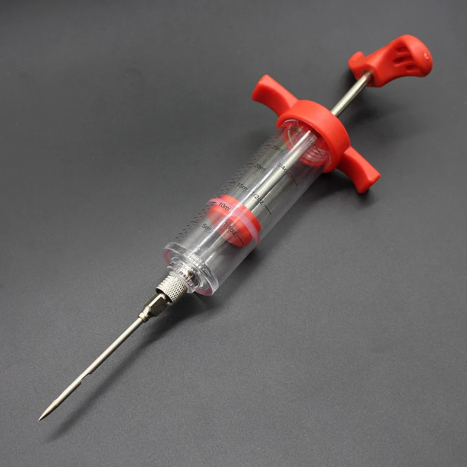 Grill 2-oz Marinade Seasoning Injector Turkey Meat Injectors Stainless Steel Cooking Syringe Injection With 2-5 Needles